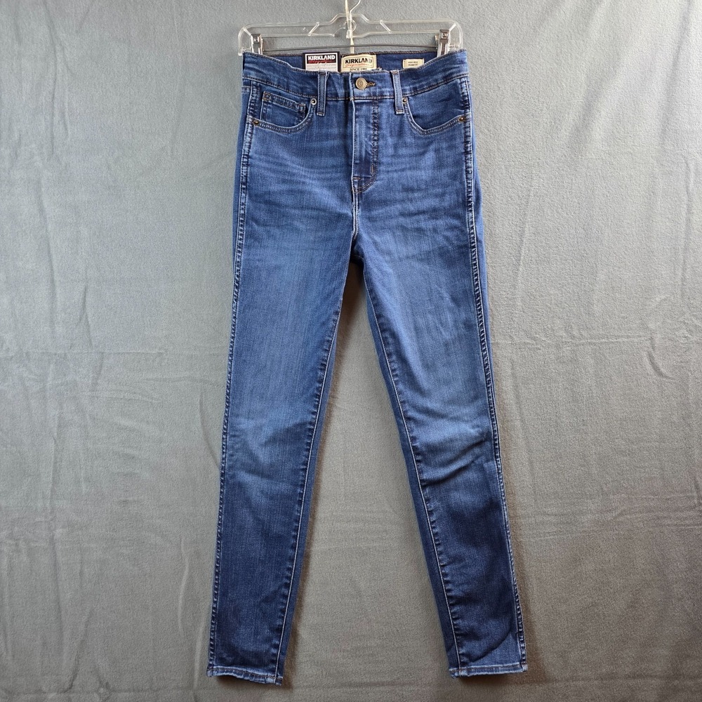 NWT Kirkland Signature Women's Size 4 High Rise Blue Stretch Denim Skinny Jeans